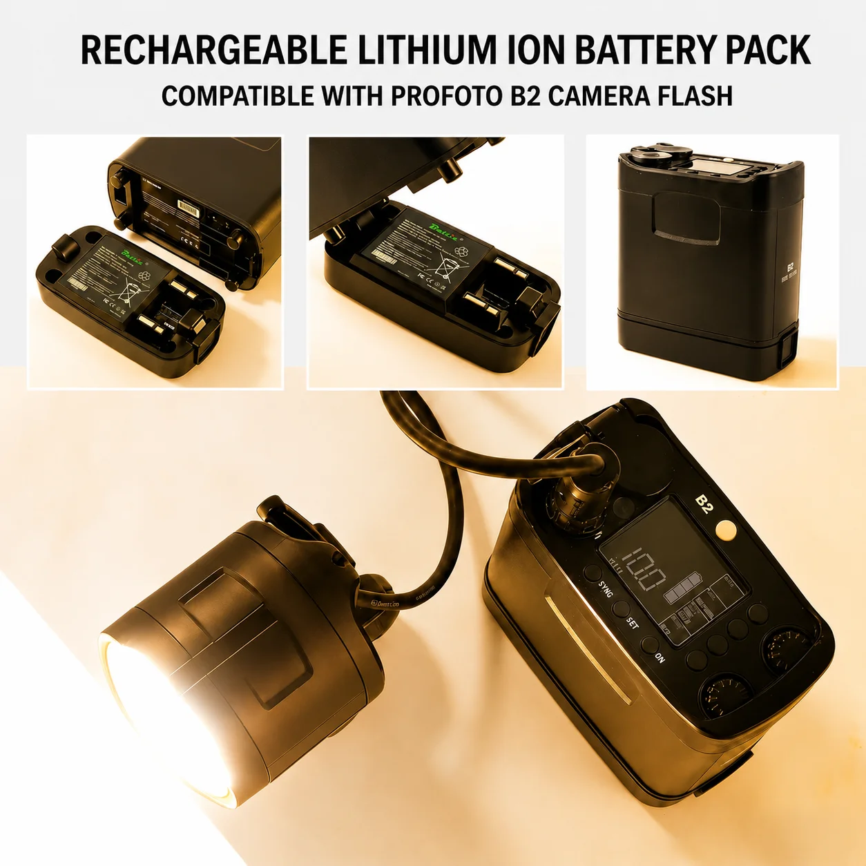 Profoto B2 카메라 플래시 14.4V 3000mAh 교체용 리튬 이온 배터리(100396 호환)는 오리지널 2.8A 충전기를 지원합니다.