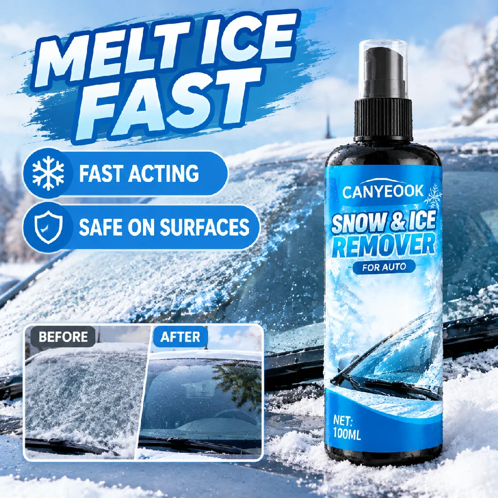 CANYEOOK Auto Snow Ice Remover Efficiently Clear Ice & Frost Layers Gentle Formula Portable for Winter Travel Vehicle Care