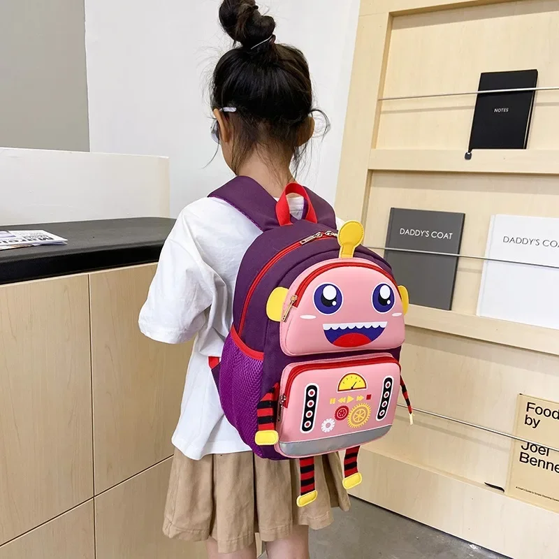 Cartoon Children Cool Boy Backpack Korean Kindergarten Bag Robot Girl Trend Large Capacity Backpack Leisure College School Bag