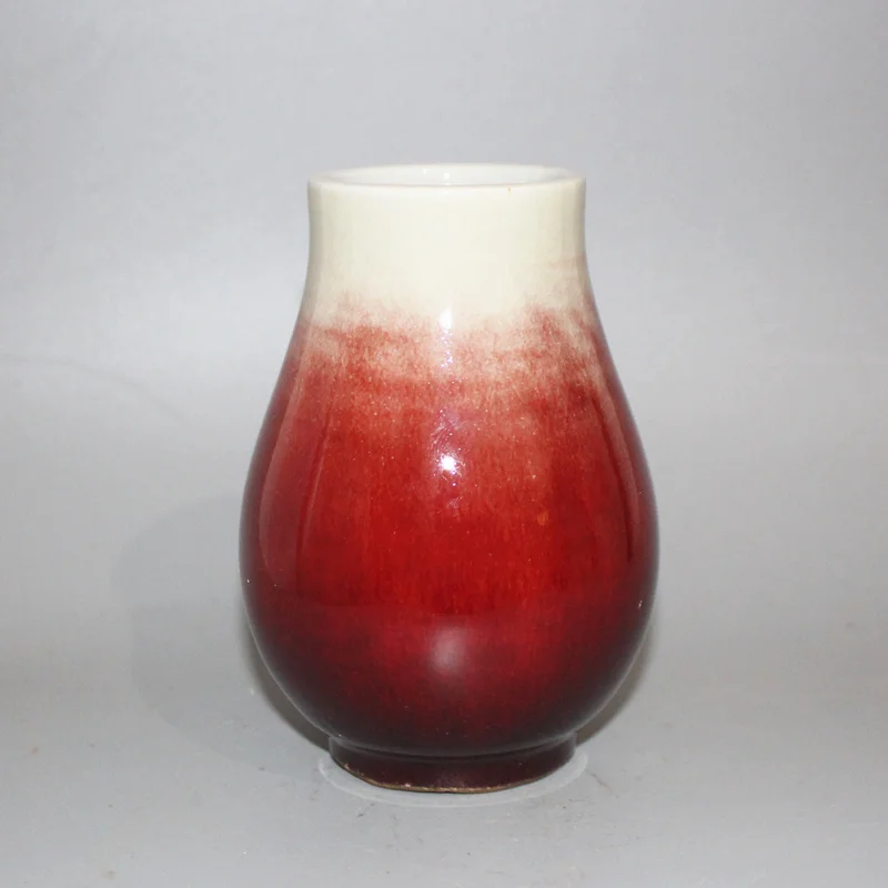 

Jingdezhen Factory Goods Jianguo Porcelain Factory郎Red Flower Vase Vintage Antique Porcelain Collectible Ornament
