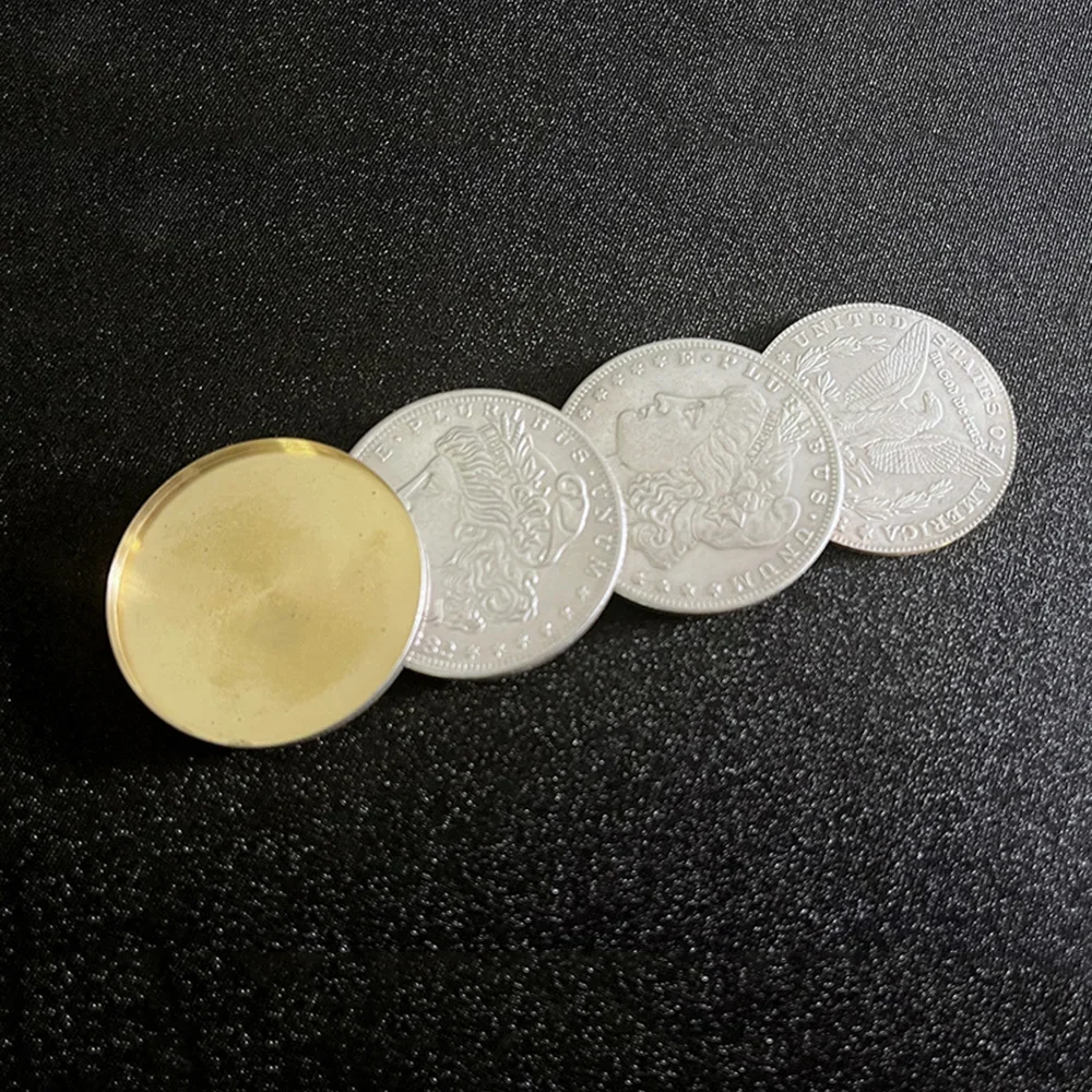 Multipurpose Flipper Coin Set (Morgan Dollar) By Oliver Magic Tricks Two Coins Instantly Into One Coin Close Up Illusion Gimmick