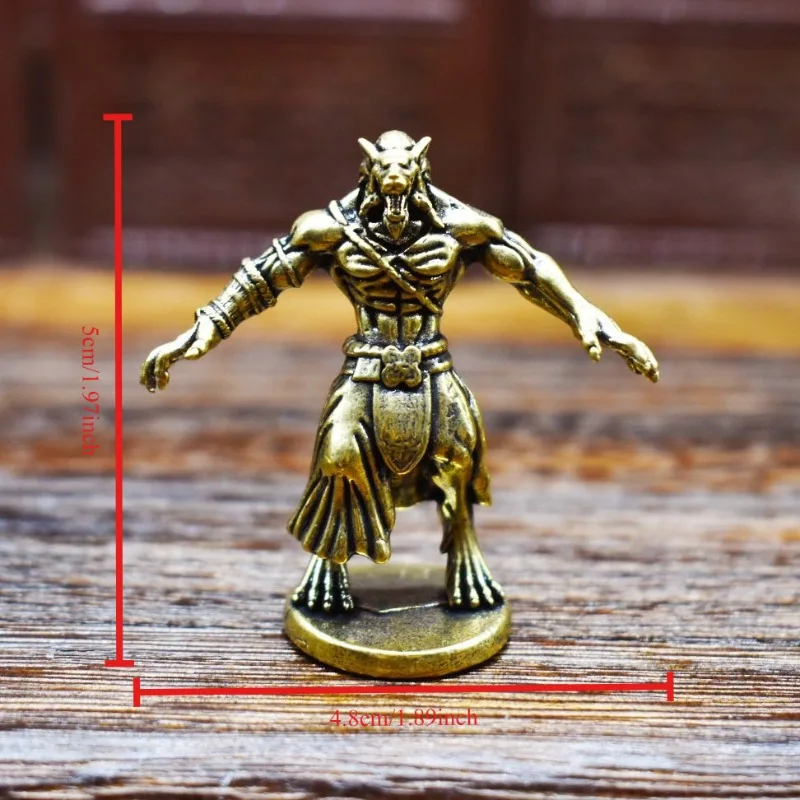 Brass Werewolf Figurine Metal Wolfman Warrior Statue Desktop Fantasy Decor Ornament Gift