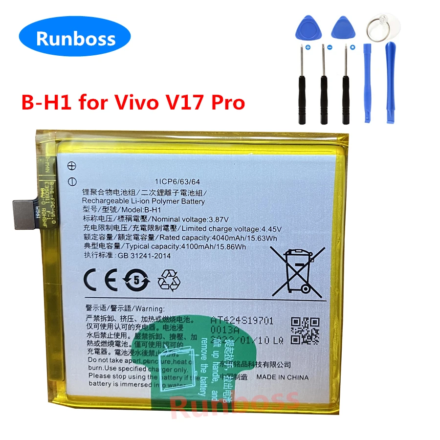 New Original 4100mAh Battery B-H1 for Vivo V17 Pro 1909 1910 Smart Cell Phone