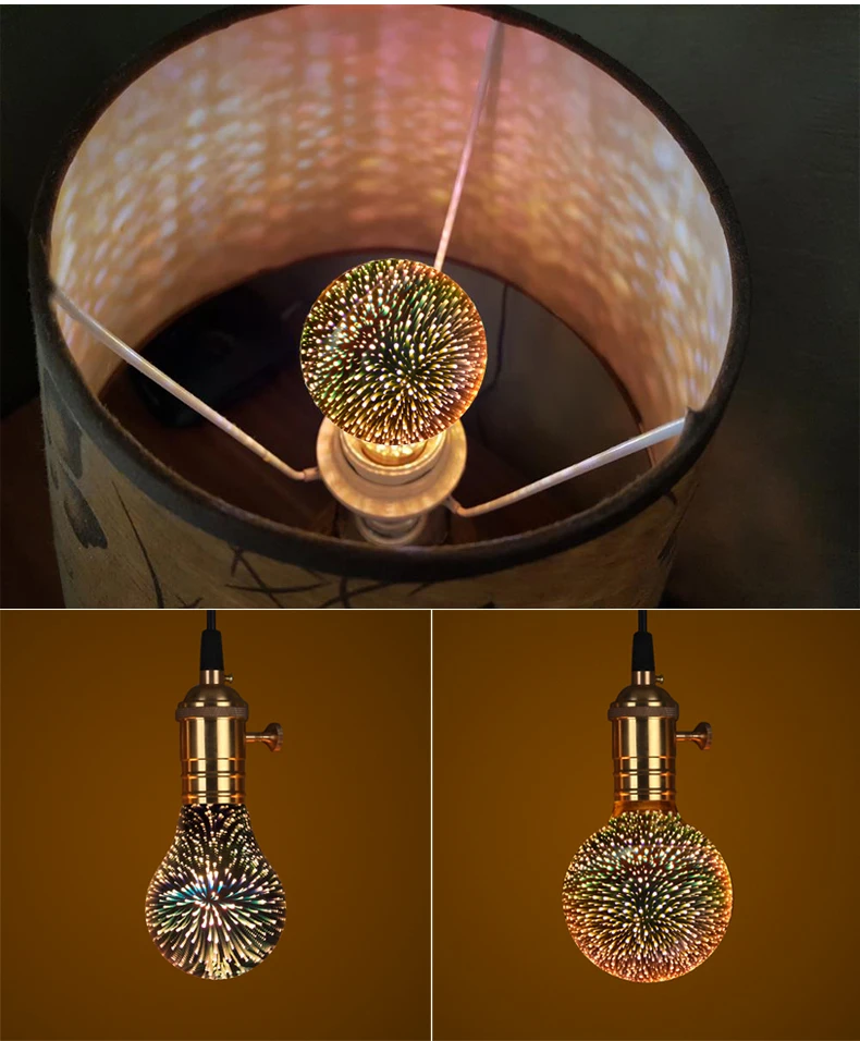 3D LED Light Bulb E27 4W Vintage Star Design 85V-265V Christmas Party Night Decor Ambient Lamp Ampoule for Lighting