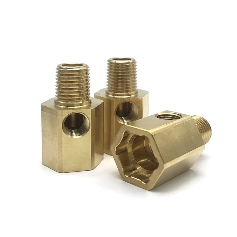 Customized Brass CNC Machining Parts Brass CNC Turning Machining Hexagon Joints