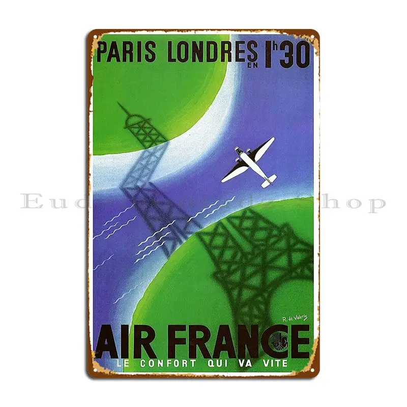 Vintage Paris Londres Travel Poster 1938 Metal Signs Club Club Personalized Club Bar Living Room Tin Sign Poster