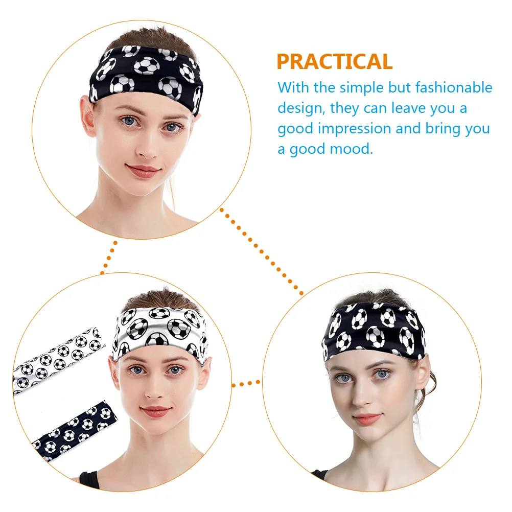 

2Pcs Soccer Pattern Sports Hair Bands Comfortable Sweat Headbands Portable Elastic Fitness Accessories Hair Bands