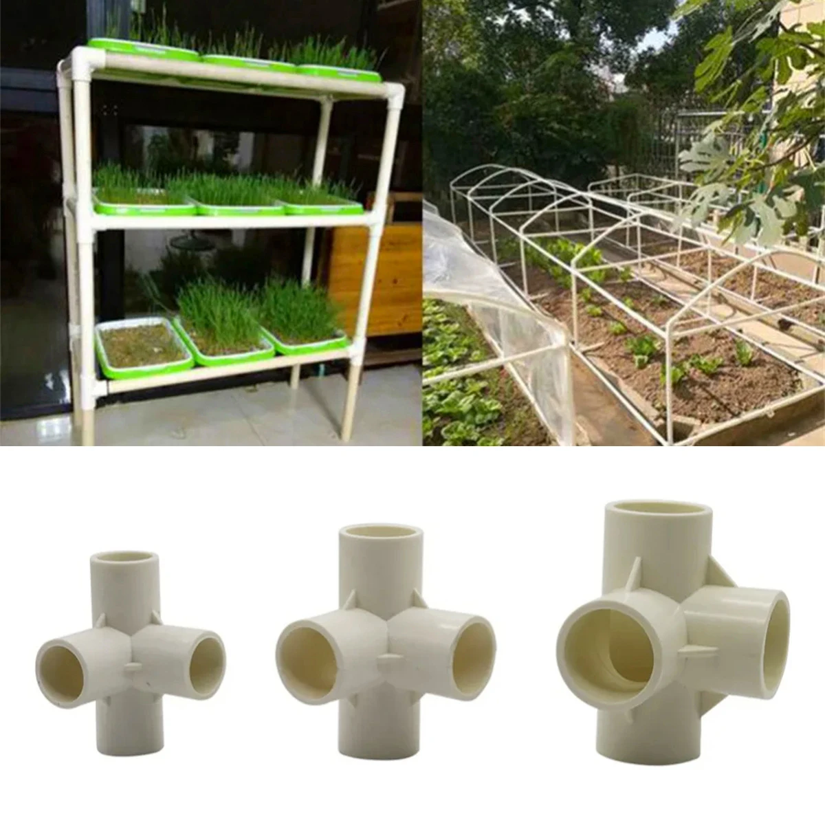 

Inner Diameter 20/25/32mm PVC Pipe 3-Dimensional 4-Way Connector Garden Irrigation Water Joint DIY Shoes Cabinet Bracket 10Pcs