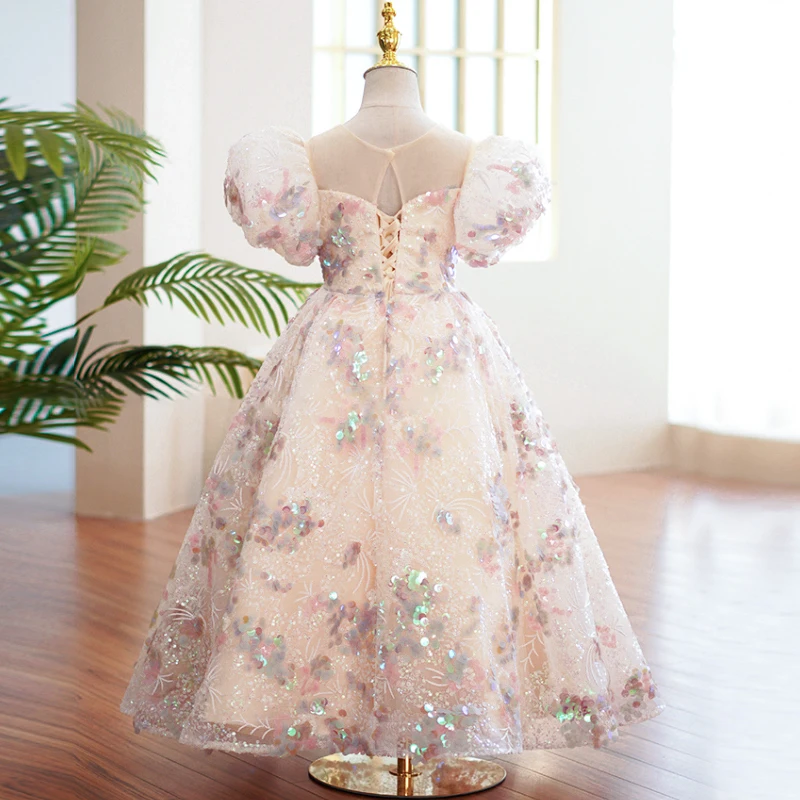 Little Girls Long Dress Party Evening Elegant Luxury Weddings Ball Gown Kids Formal Occasion Pageant Dresses Sequin for Children