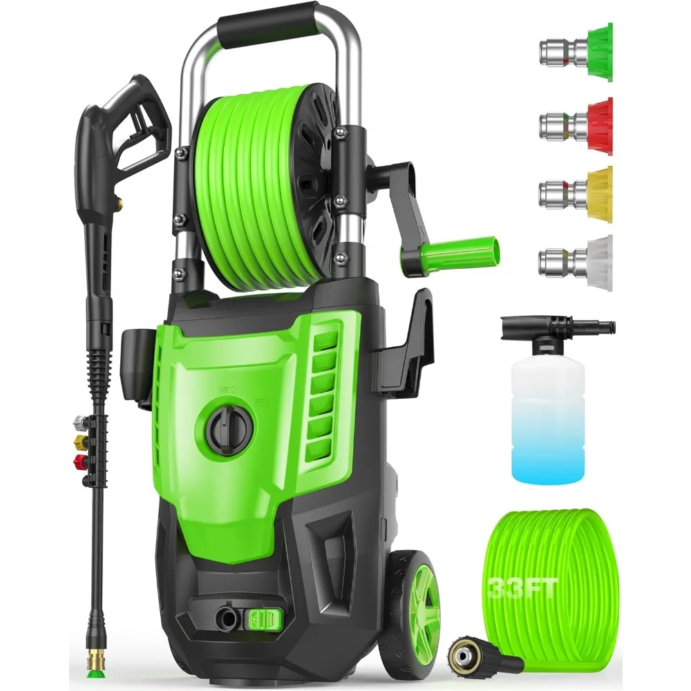 Portable Power Cleaner with 4 QC Nozzles and Soap Bottle, Cleaner Machine for Cars/Home/Driveways/Patios/Decks