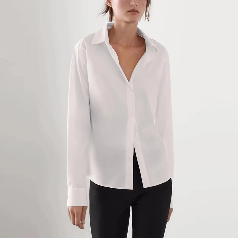 White Long Sleeve Women's Shirt 2025 Spring New Style Versatile Inner Wear Base Layer MD Women's Fashion Zadata Brand Slim Fit 3