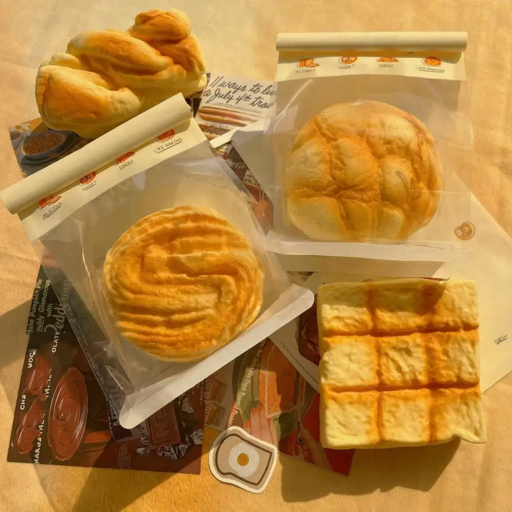 Stress Relief Toy Soft Toast Squeeze Toy Slow-rising Pu Fidget Stress Reliever Realistic Bread-shaped Decompression for Kids