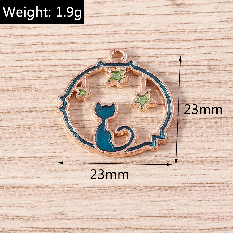 Tusember 10 Stück Mix Niedliche Kätzchen-Emaille-Anhänger Kawaii Katzen-Charms für Schmuckherstellung Ohrringe Halskette Handgemachtes Zubehör – Detail 8
