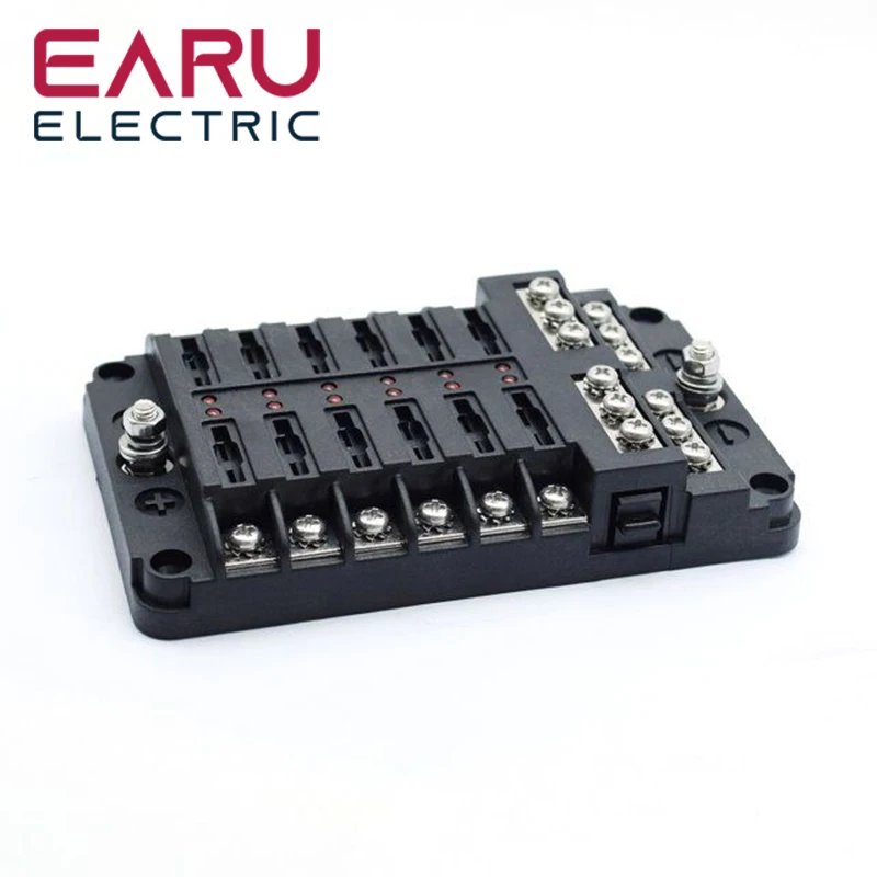 Universele 12 Manieren 6 Manieren Blade Zekering Blok 12V 32V Auto Zekering Houder Box Marine Auto Zekering Connector Schakelaar Met Led Indicatielampje