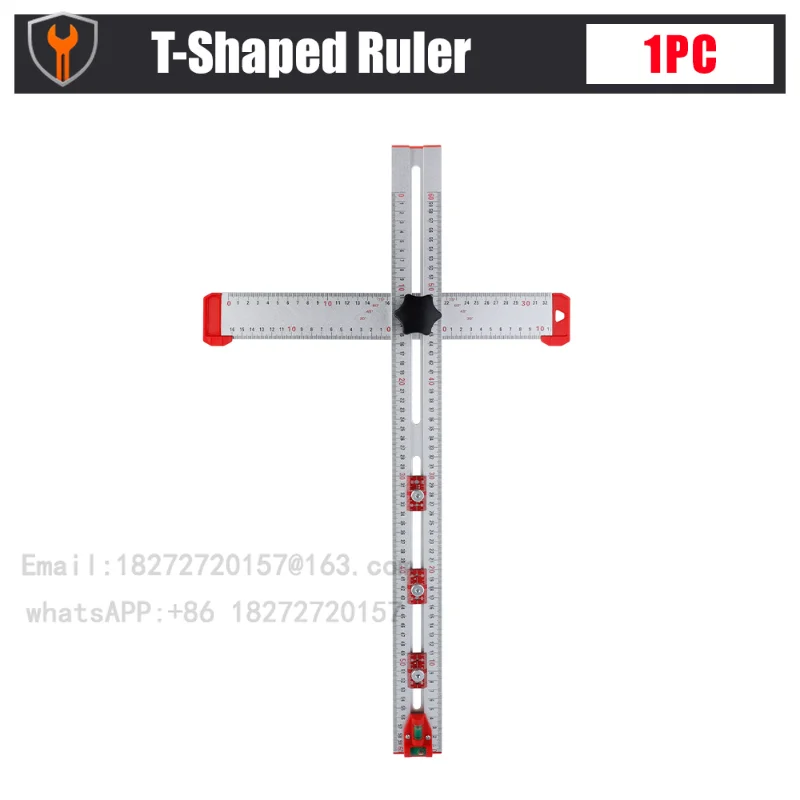 Woodworking multi-function two-in-one punching positioning ruler combination angle ruler T-ruler handle punching