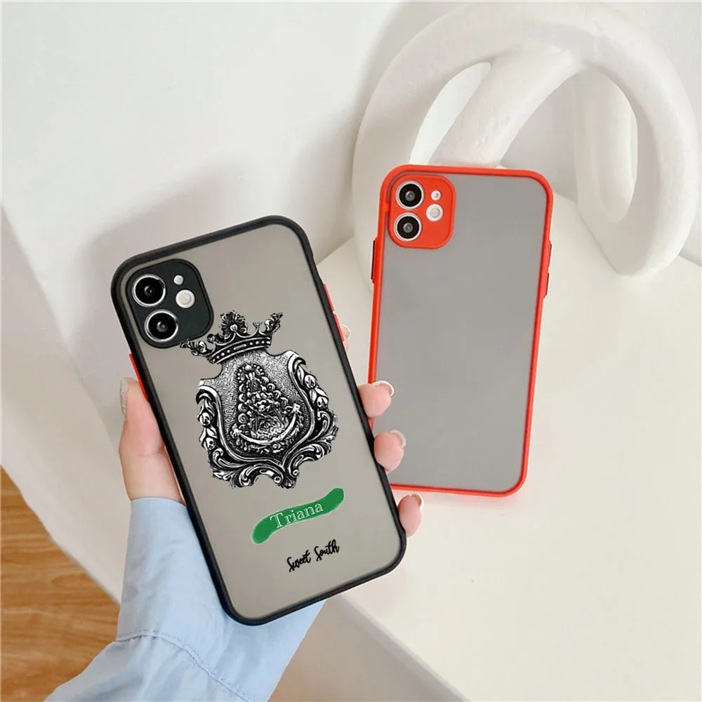 Cases For iPhone 15 Pro Max SE 14 7 8 6 Plus 13 12 11 XS X XR Christ Church emblem Flag Art Frosted Translucent Funda Phone Case