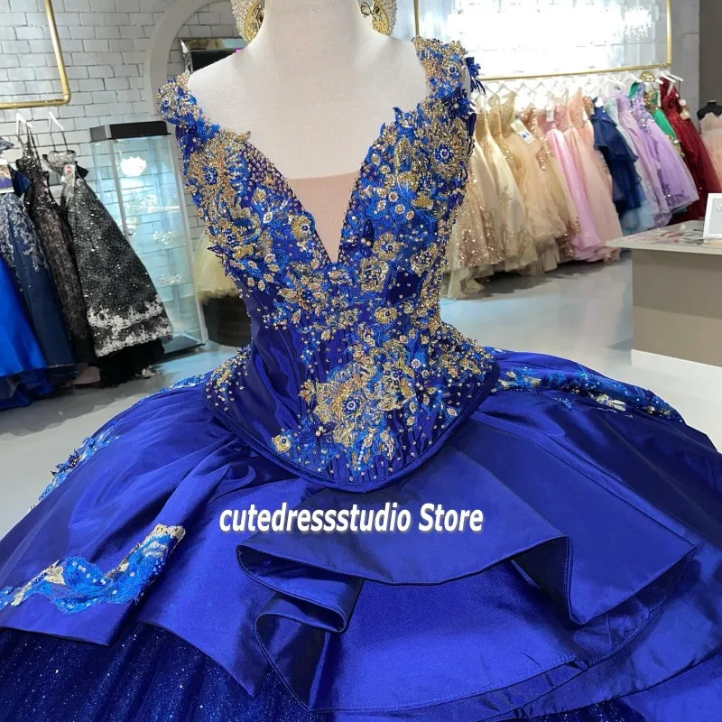 Feito sob encomenda azul quinceanera vestidos 2022 apliques beading mexicano meninas aniversário formatura vestir de 15 años