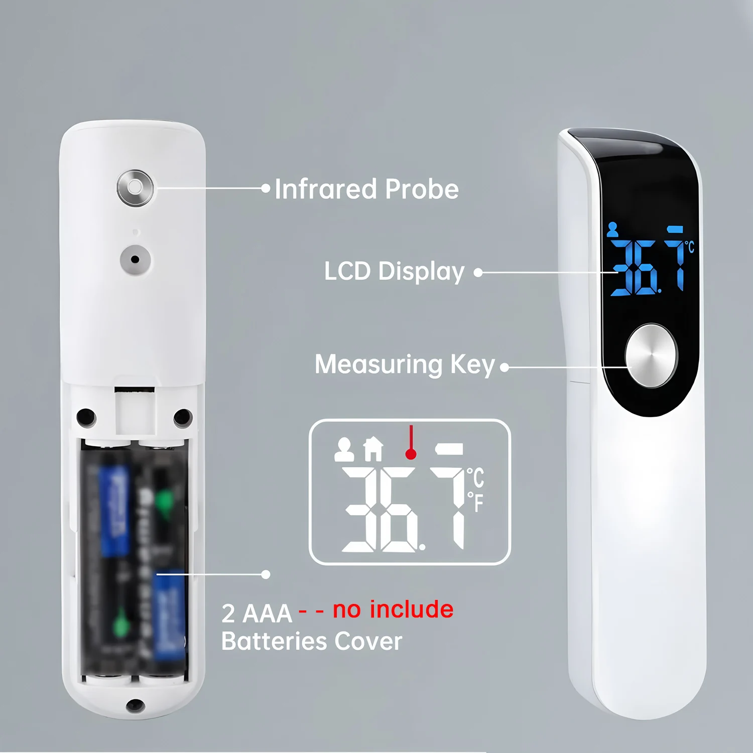 Portable Forehead Digital Thermometer Non Contact Infrared Medical Body Temperature Fever Measure Tool for Baby Adults