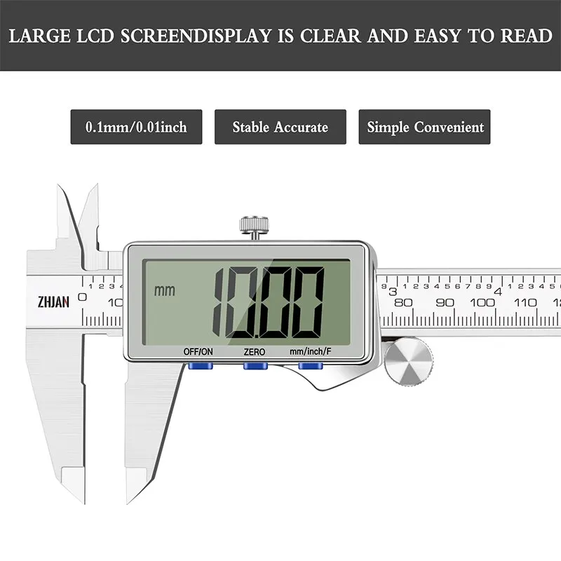 AIRAJ Digital DisplayStainless Steel High Precision Waterproof Electronic Vernier Caliper Micrometer Measuring Tool