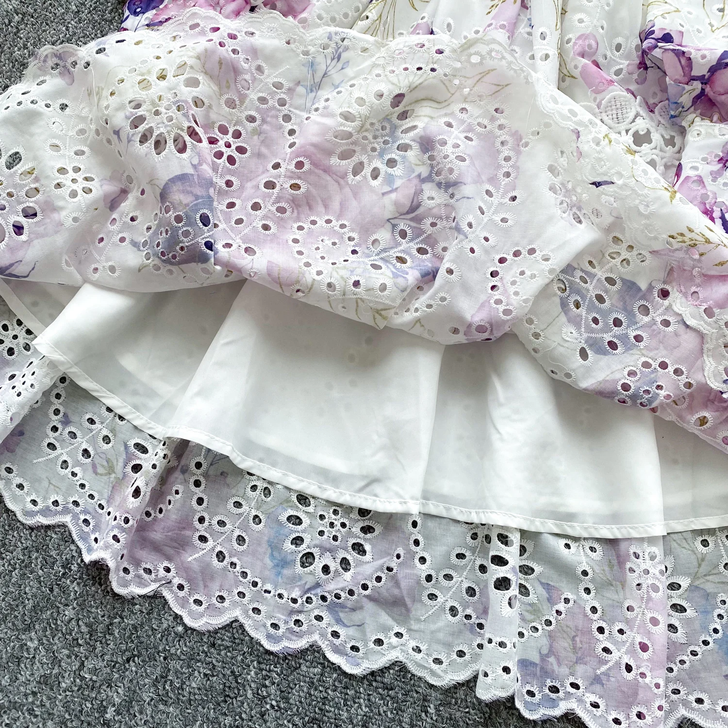 Chic vintage ricamato scava fuori pizzo sottile elegante fata moda coreana Boho vestito estivo abbigliamento donna