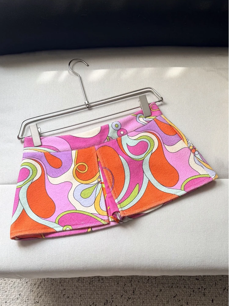 Summer Fashion Beach Style Party Geometric Print Sexy Ultrashort Pant Skirt Women's Beach Low Waist Slim High Slit Shorts