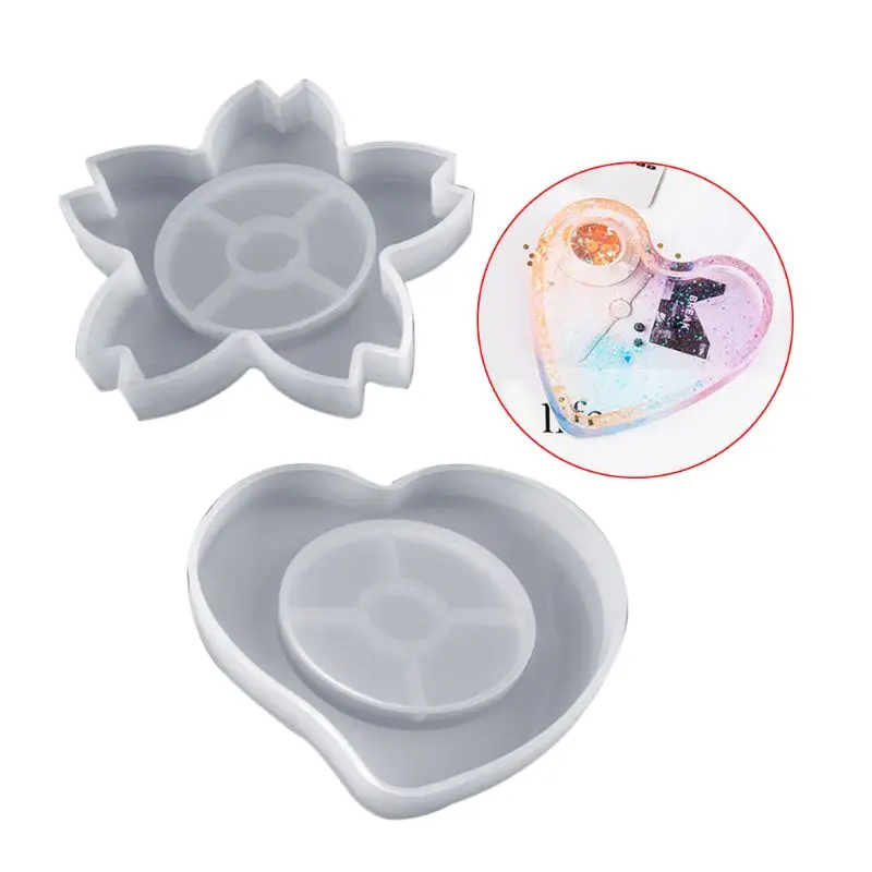 Silicone 3D DIY Flor Coração Resina Epóxi Molde Joias Fazendo Pingente Ferramenta