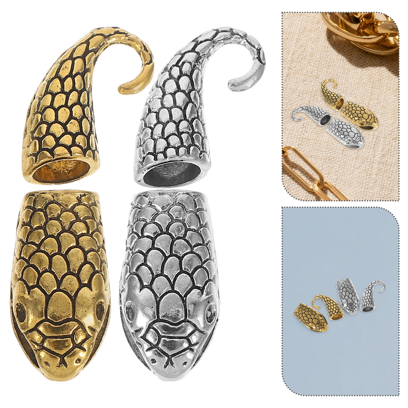 

10 Set Snake Scalp Buckles High Quality Alloy Clasps for Necklace Bracelet Jewelry Making DIY Craft Accessories