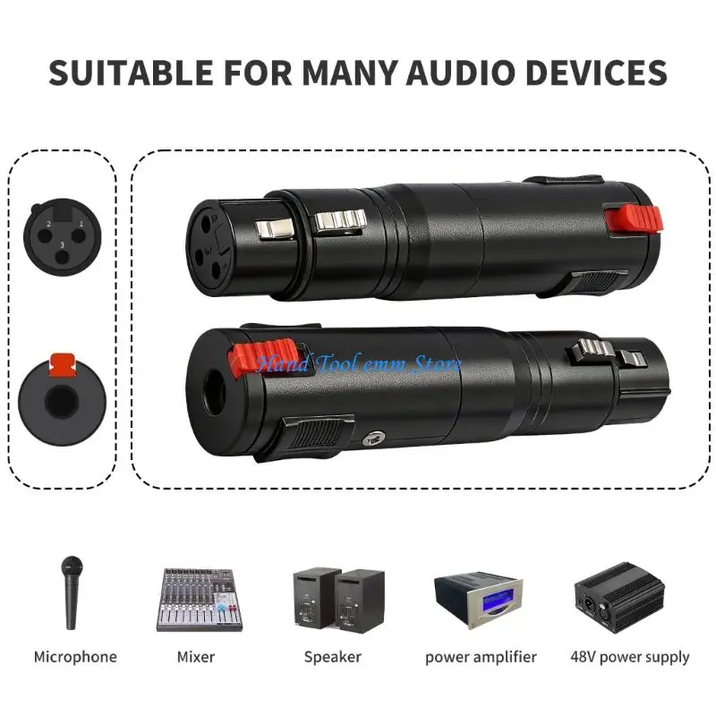 H37F XLR Female to 1/4inch 6.35 Female Adapter Balanced 6.35mm Adapter for Guitar