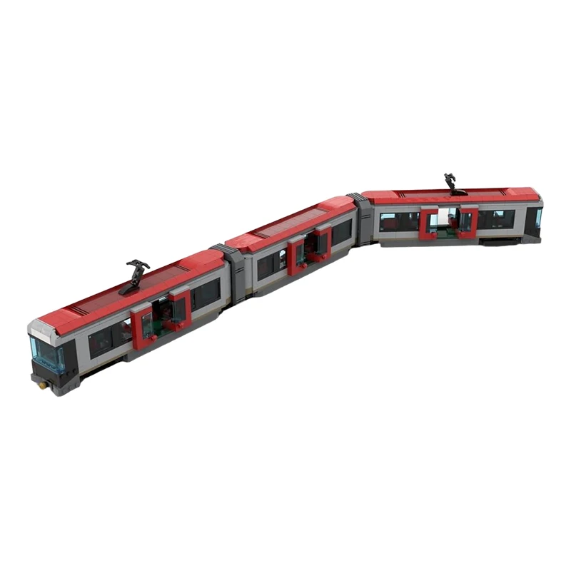 MOC Modern Articulated Metro Train Building Blocks Set Urban Commuter Subway Carriage Model Adult Collection Gift Toy