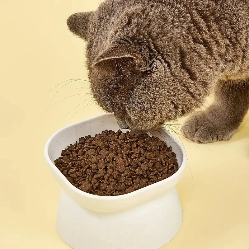 1pcMica Bowl, Cat Bowl, Pet Bowl, Oblique Mouth, High Foot Protection, Cervical Neck, Cat, Food Bowl, Pet Supplies