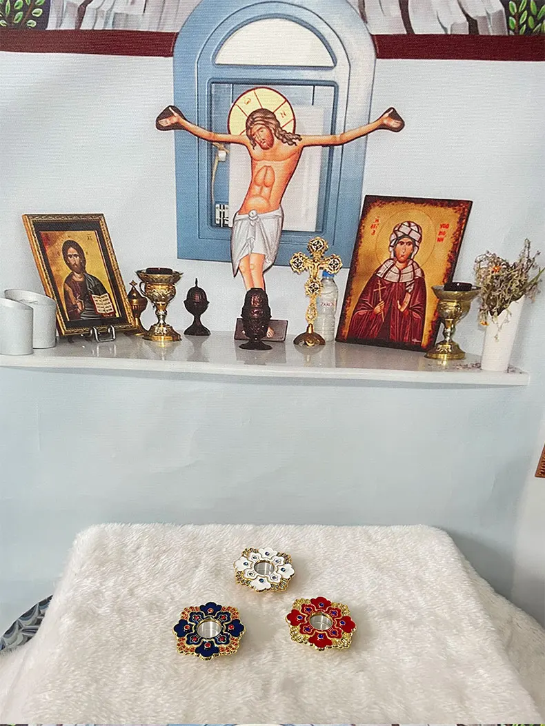 HTISOK Orthodoxe Kirche Reliktschatulle Schutzgehäuse Legierungsurne Orthodoxe Jesus Christliche Dekoration Religiöse Zubehörteile Orthodoxe Reliquie – Detail 3