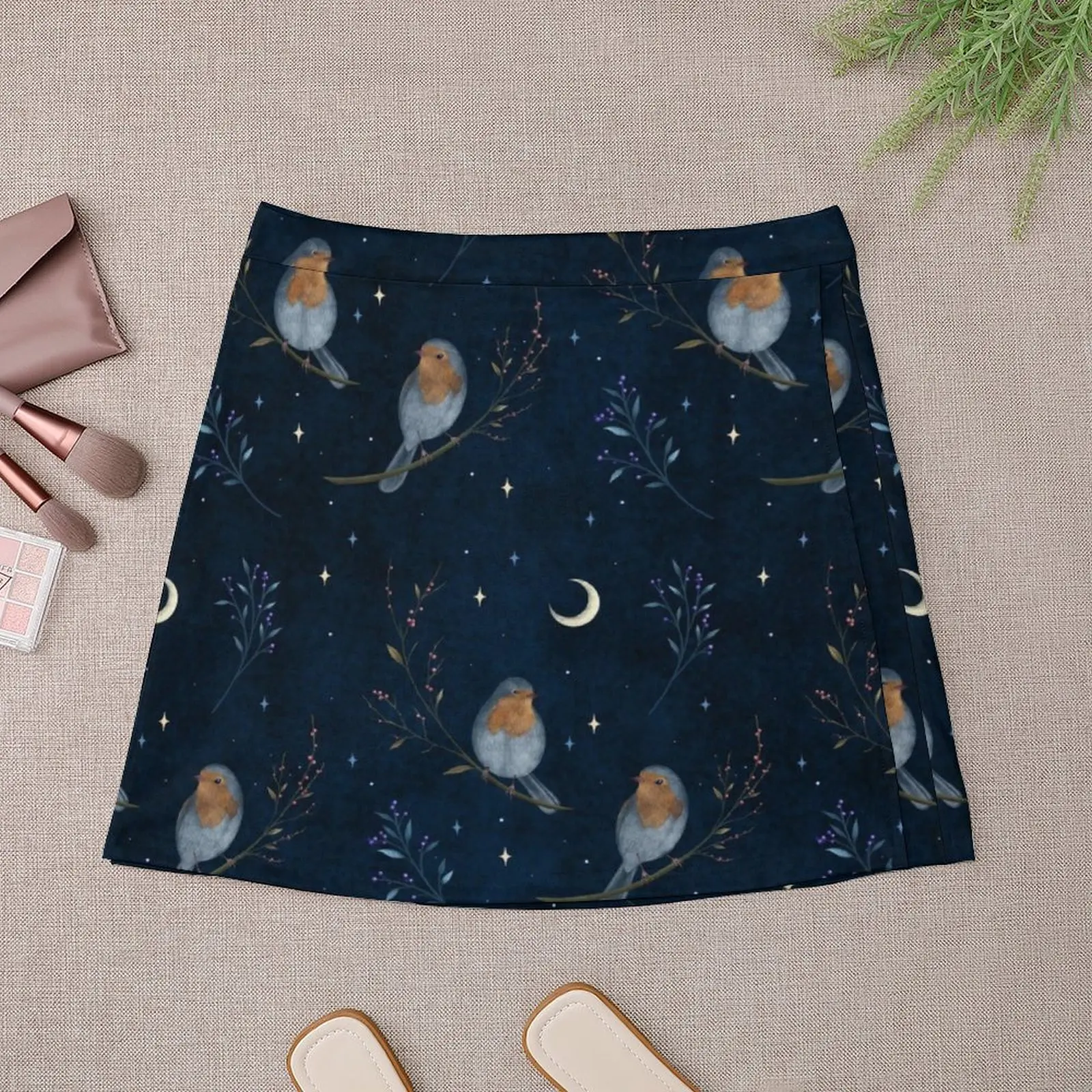 Birds and Berries Mini Skirt กระโปรงผู้หญิง กระโปรงสั้น สําหรับผู้หญิง ชุดเดรสสําหรับงานพรอม Mini