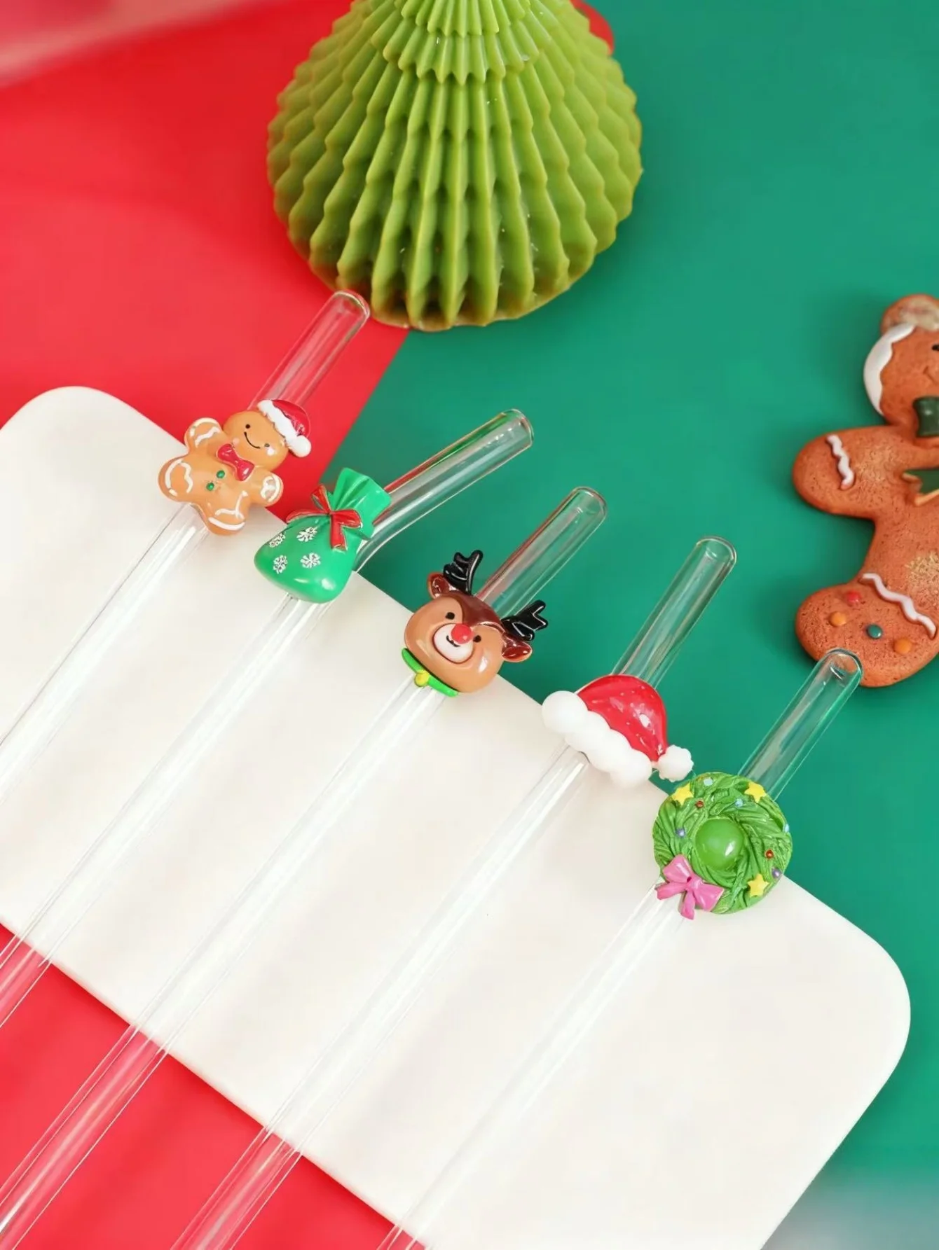 1/5 قطعة من شفاطات زجاجية لطيفة للعطلات وعيد الميلاد، أكواب مشروبات قابلة لإعادة الاستخدام، مثالية للحفلات والمشروبات الباردة والمياه الفقاعية والتجمعات المنزلية #5