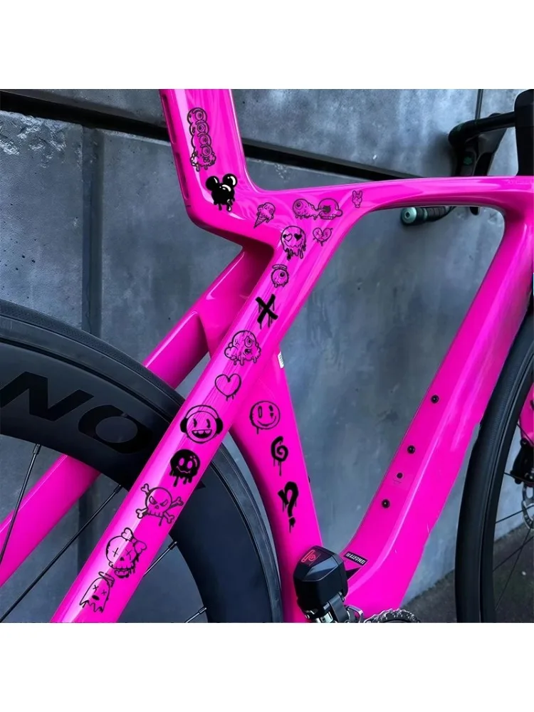 AliExpress NONE Cartoon Graffiti Bicycle Stickers for Bicycle Frame Top Tube DIY Reflective Waterproof Cycling Stickers Road Bikes Frame Sticker