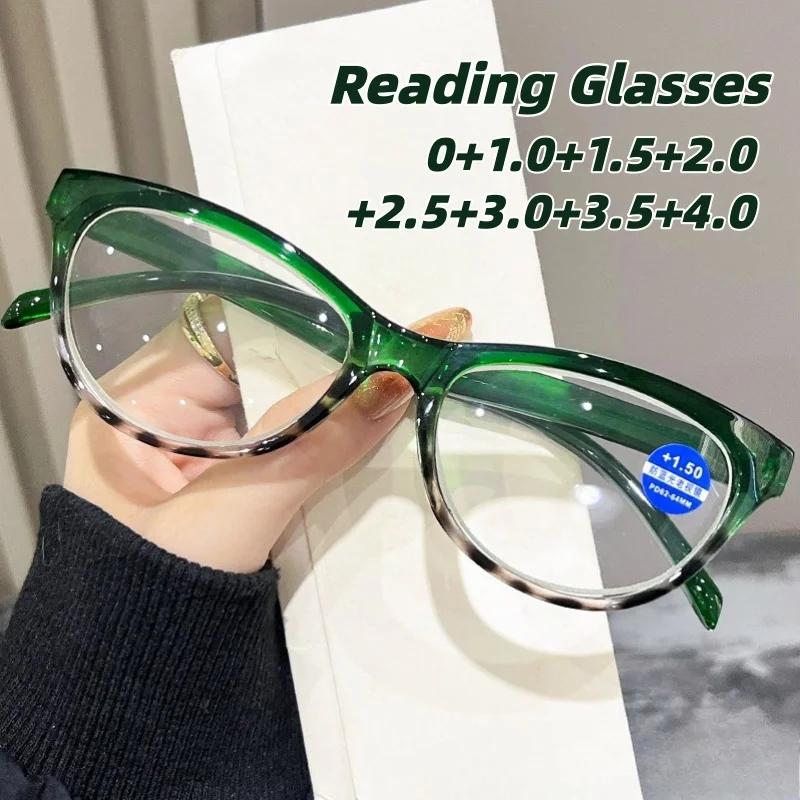 

Unisex Oversized Leopard Print Fashion Reading Glasses Retro Cat-Eye High-Definition Blue Light Blocking Presbyopia Glasses