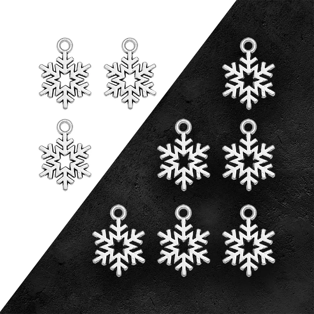 Antique Silver Plated Snowflake Winter Charms Christmas Pendants For Diy Necklace Creation Jewelry Making Supplies Accessories