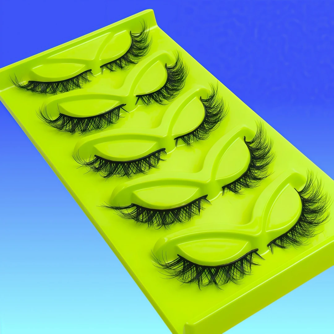5 Paar Europäisch-Amerikanischer Stil Teufels-Falsche Wimpern Fuchsaugen-Effekt Äußerer Wimpernkranz Verlängert Natürlich Vollstreifen Dicht Comic Mischrassen-Look
