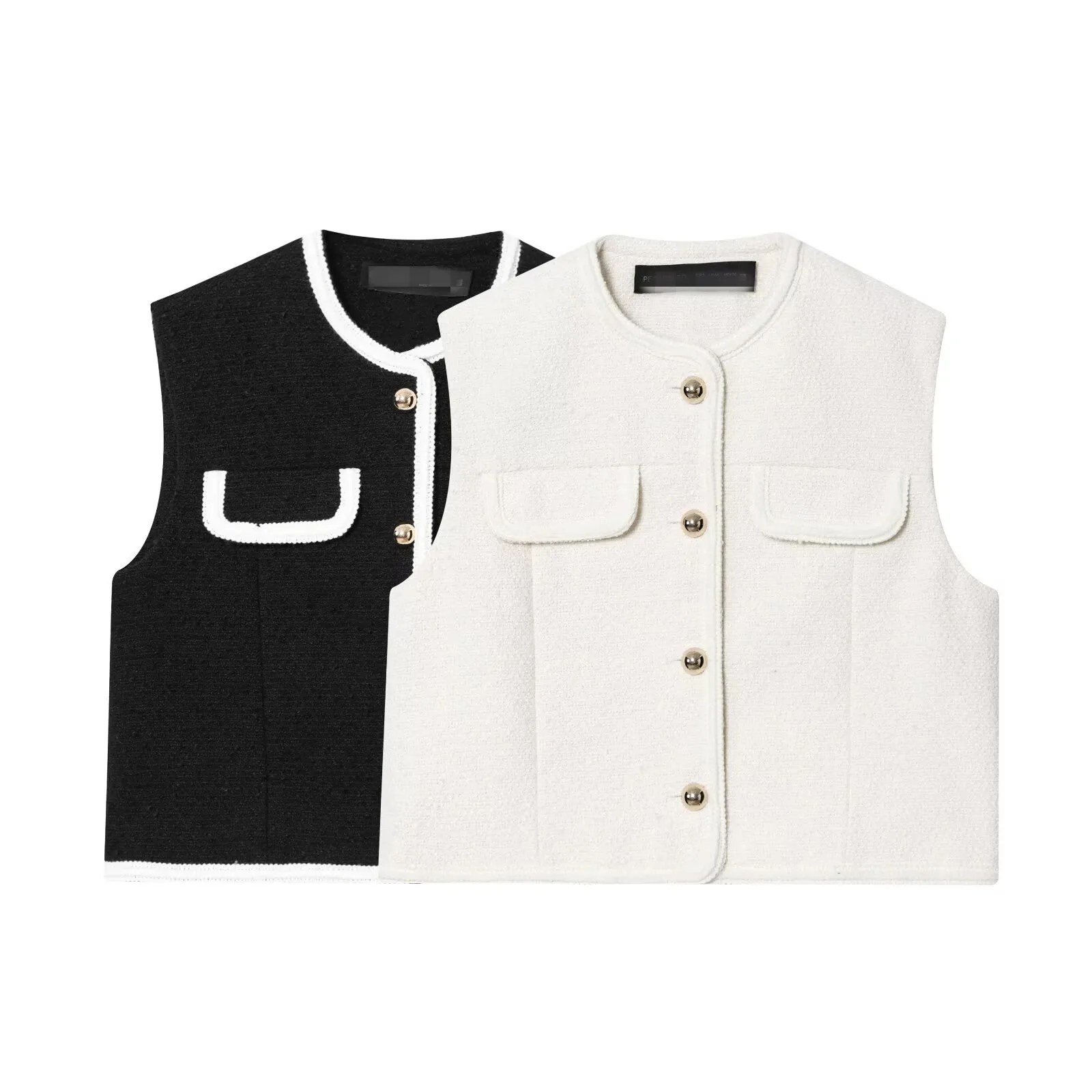 

Новый осенний модный повседневный однобортный лоскутный облегающий жилет без рукавов с круглым вырезом + юбка выше колена на молнии для женщин