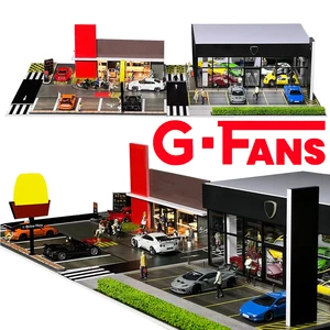 Mô hình nhà để xe của người hâm mộ G với đèn, cửa hàng đỗ xe, LED Diorama, mô hình cảnh xây dựng, 1:64 12 Bộ phận Diorama bán hàng chính - №12