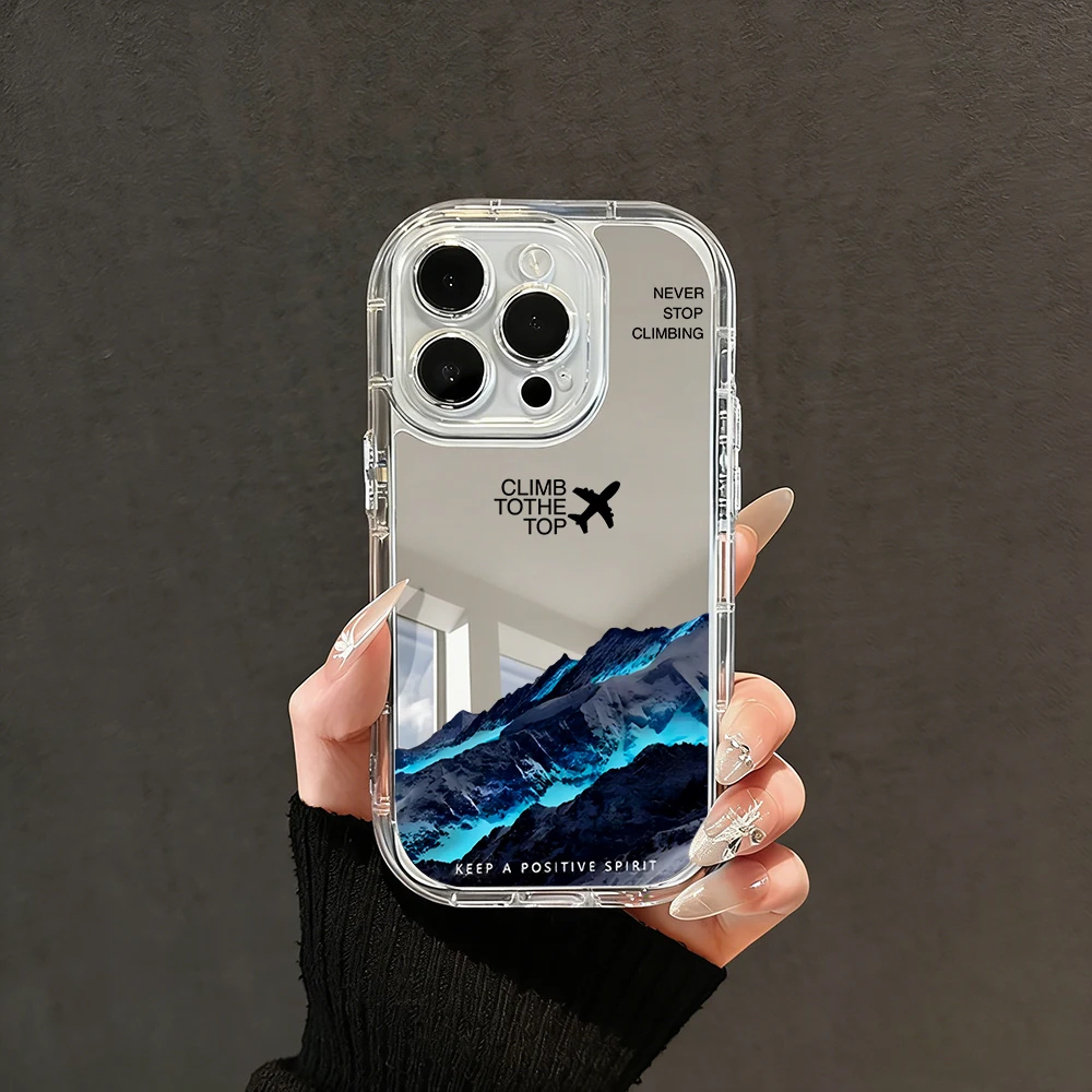 Sunset Sea View Scenery Air Cushion Mirror Phone Case For iPhone 17 15 14 16 Pro Max 13 12 11 Pro XR XS 7 8 Plus 17Air INS Cover