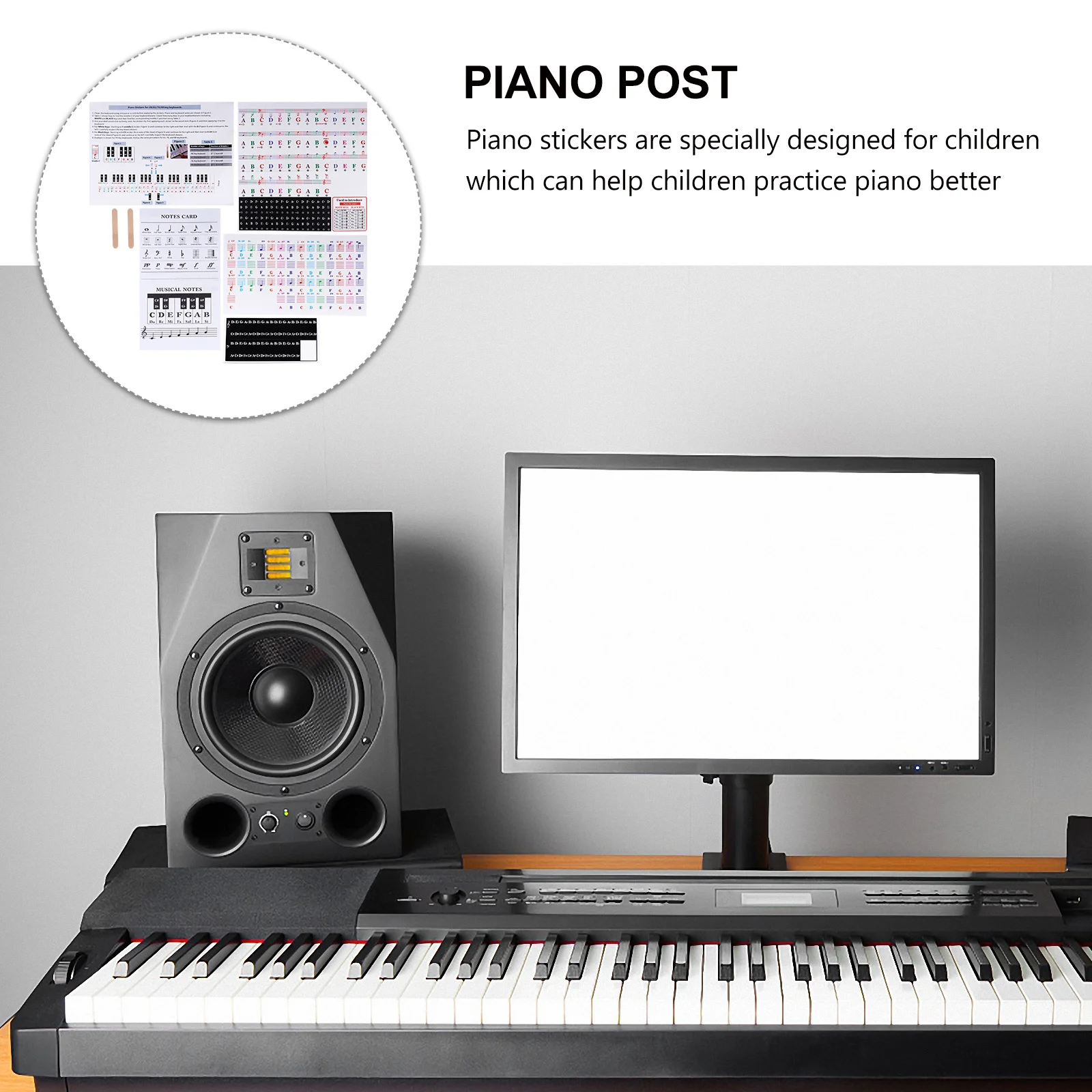 

2 Sets Transparent Piano Keyboard Stickers Removable Beginner Learning Decals Kids Educational Tool Premium Safe Environmentally