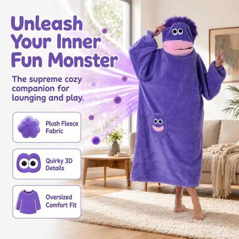 Winter Keep Warm Pajamas Big Mouth Monster Cartoon Wacky Girl Nightdress Boy Comfort Soft Homewear Creativity Festival Gifts