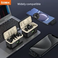 Juego de micrófono Lavalier inalámbrico para iPhone Android, micrófono de solapa de condensador omnidireccional Dual con cancelación de ruido para grabación de vídeo