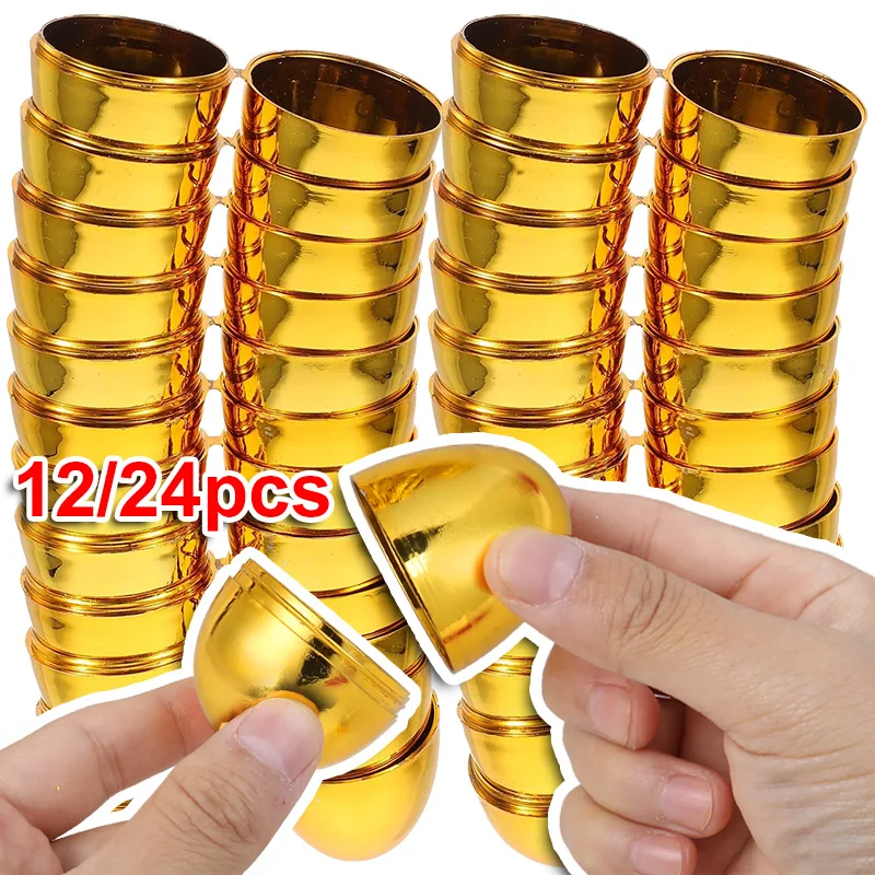 

6-24Pcs Golden Fillable Easter Eggs Plastic Empty Egg Game Prizes Supplies Kids Birthday Party Favors Easter Home Decoration
