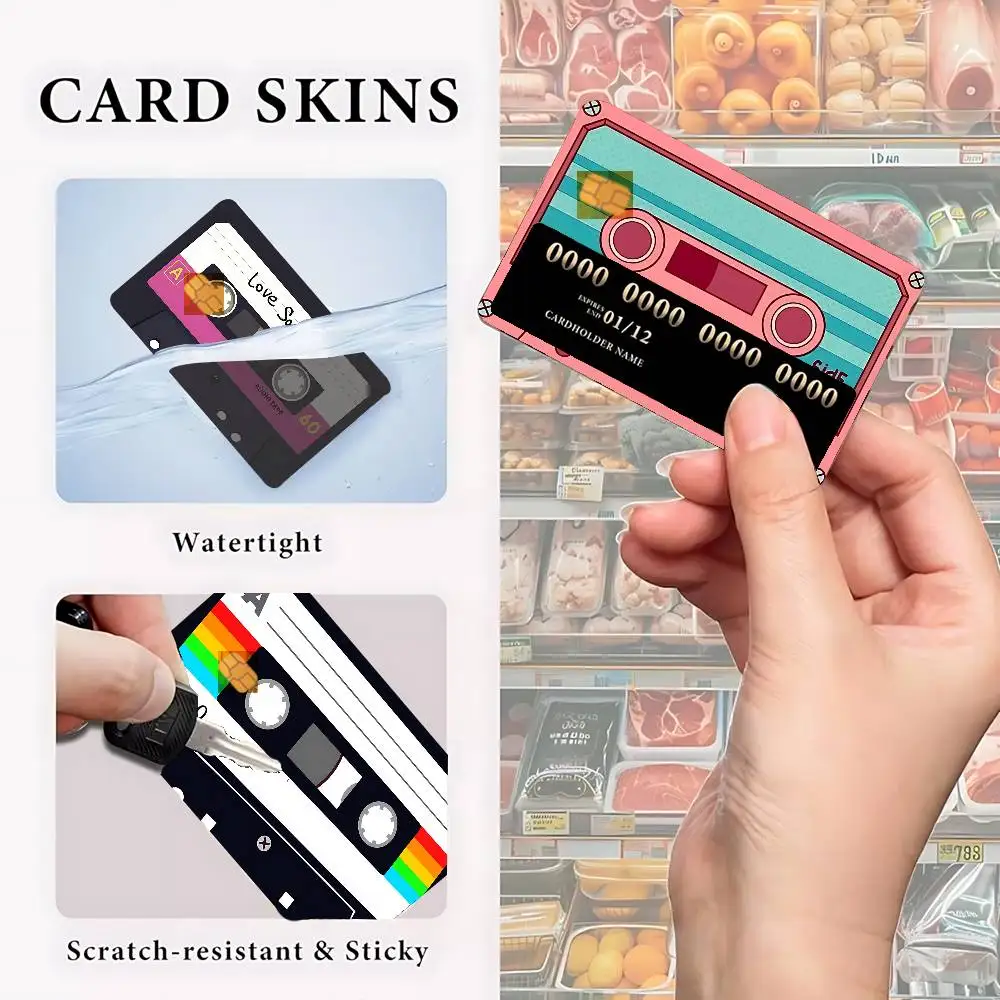 Cassette Tape Credit Card Skin Stickers Matte Anti Scratch Suitable For VISA Card Bus And Subway Contactless IC Cards
