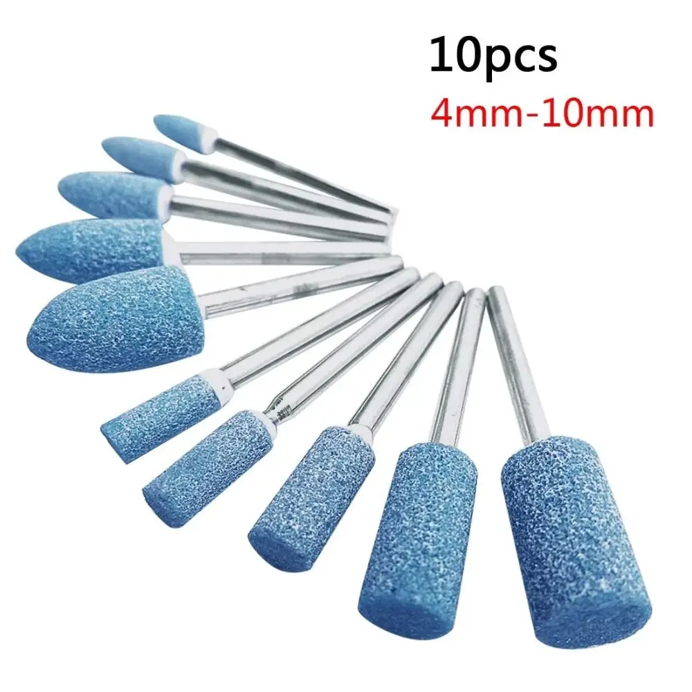 10Pcs 4-10mm Polishing Head Wheel Head Blue Electric Grinding Stone Wheel Dremel Accessories Abrasive Mounted Stone