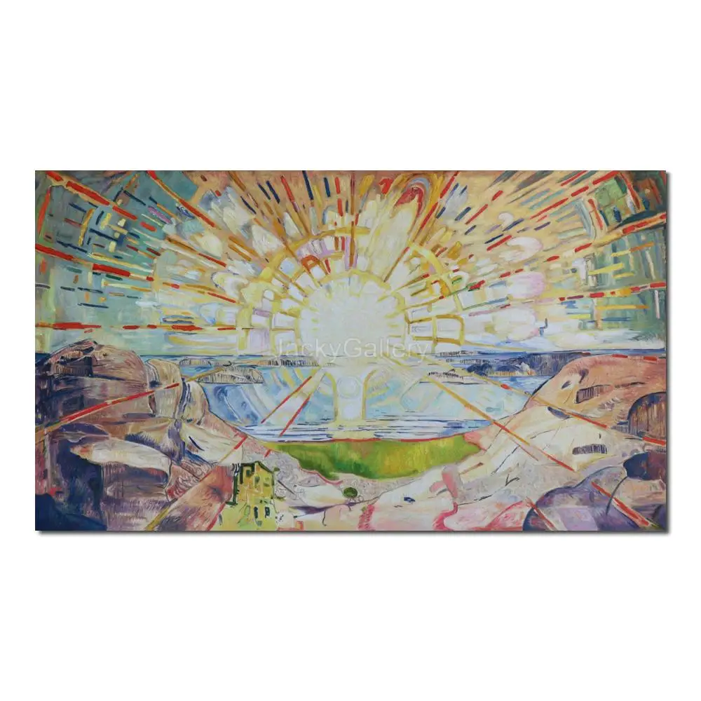 

Edvard Munch Artwork Sun Expressionism Handmade Oil Painting Canvas for Dining Room Bathroom Wall Decor