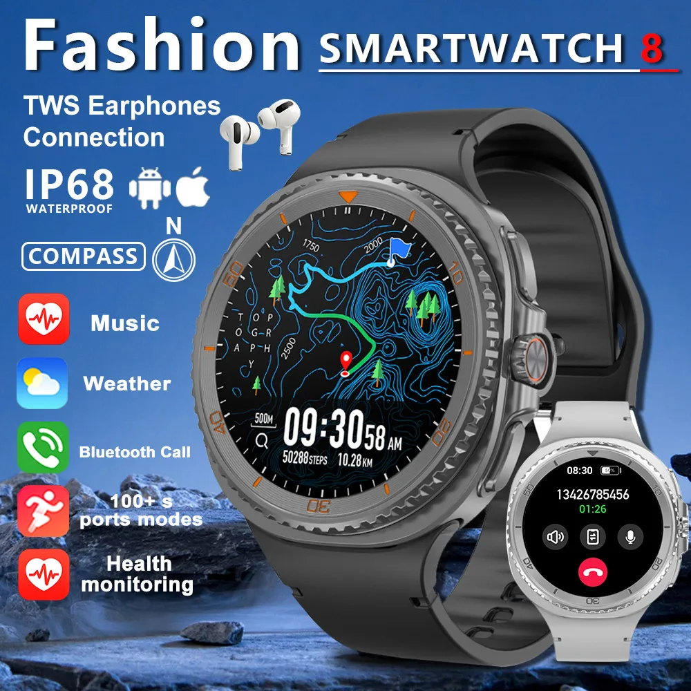 2025 New DT Watch 8 Ultra Smart Watch Men Memory Video GPS NFC 47mm AMOLED Fitness Sports Tracker Health Smartwatches Women
