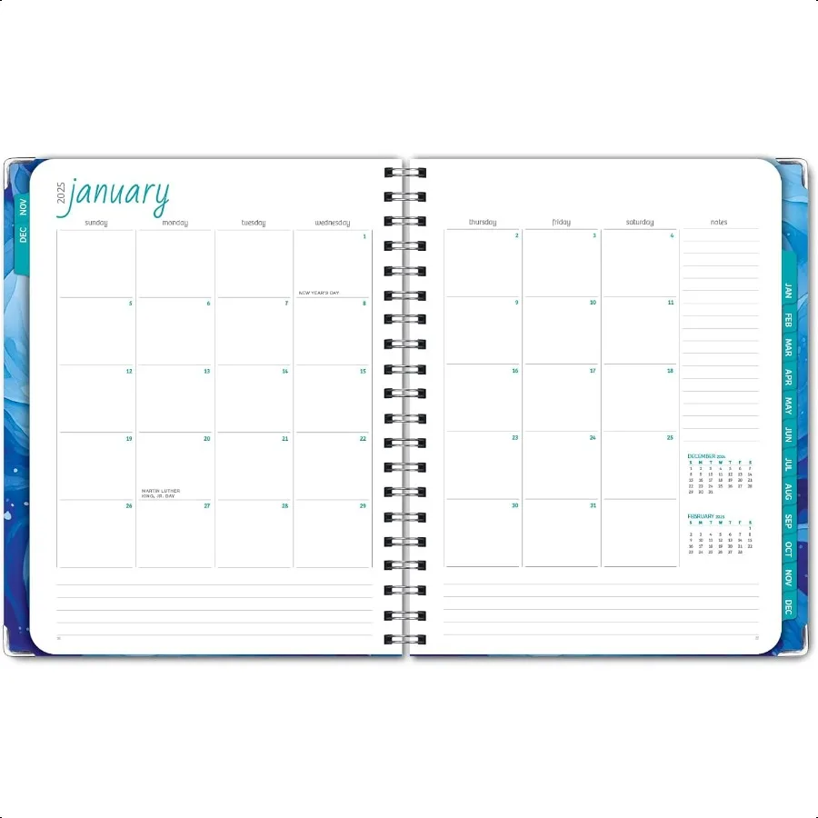 HARDCOVER 2025 8.5x11: 14 شهرًا نوفمبر 2024 ديسمبر 2025 يوميا أسبوعي شهري جدول أعمال سنوي مجلد جيب وSt