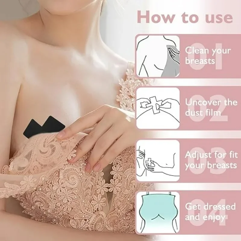 10/40 stuks Zwarte Vrouwen Kruisvorm Zelfklevende Wegwerp Satijnen Tepel Cover Borst Pasties Stickers voor Strapless Kleding